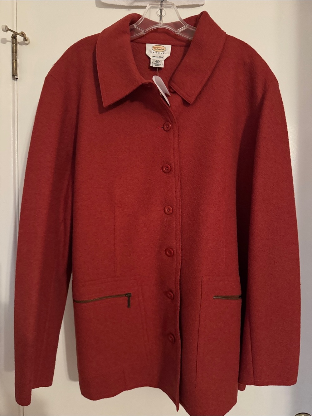 Talbots Boiled Alpaca Wool Blend Brick Red Button-Front Coat NWT Sz 2X